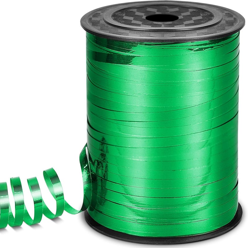 VISPAD Green Metallic Ribbon - Iridescent Crimped, 500 Yards for Crafts, Gift Wrapping, Balloons, Florist (1 Roll) - Image 1